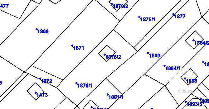 Parcela st. 1876/2 v KÚ Dolní Kounice, Katastrální mapa