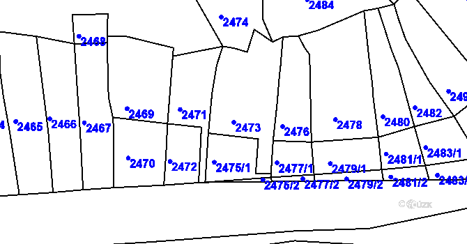 Parcela st. 2473 v KÚ Dolní Kounice, Katastrální mapa