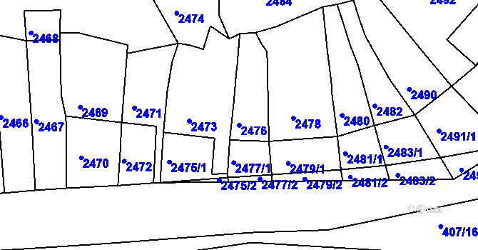 Parcela st. 2476 v KÚ Dolní Kounice, Katastrální mapa