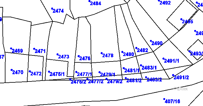 Parcela st. 2478 v KÚ Dolní Kounice, Katastrální mapa