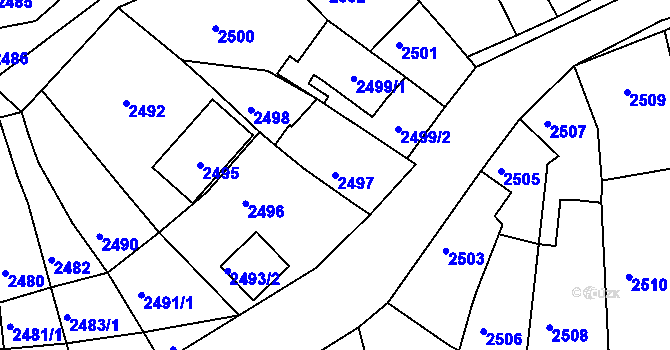 Parcela st. 2497 v KÚ Dolní Kounice, Katastrální mapa