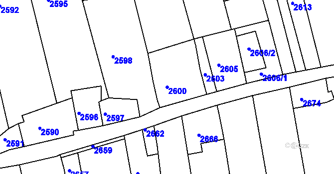 Parcela st. 2600 v KÚ Dolní Kounice, Katastrální mapa