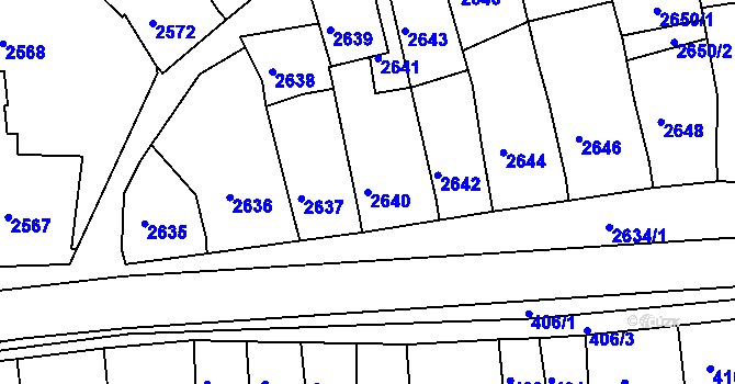 Parcela st. 2640 v KÚ Dolní Kounice, Katastrální mapa