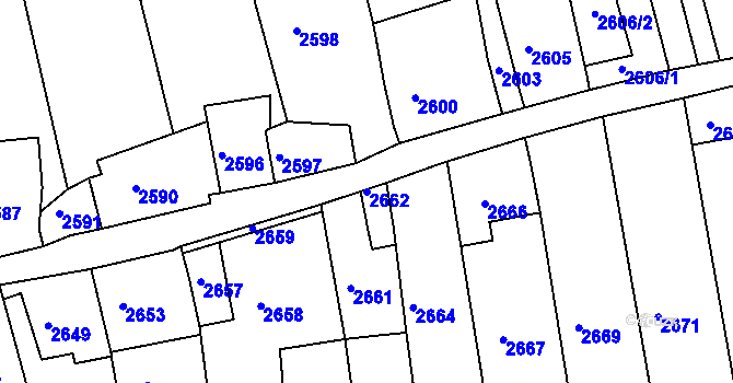 Parcela st. 2662 v KÚ Dolní Kounice, Katastrální mapa