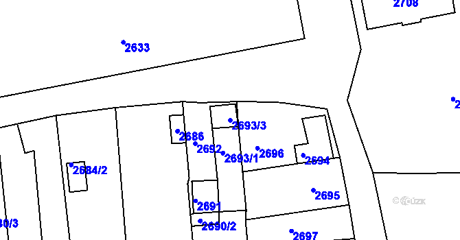 Parcela st. 2693/3 v KÚ Dolní Kounice, Katastrální mapa