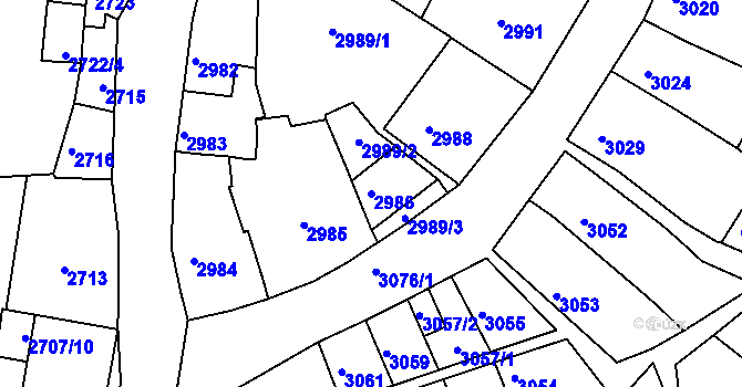 Parcela st. 2986 v KÚ Dolní Kounice, Katastrální mapa