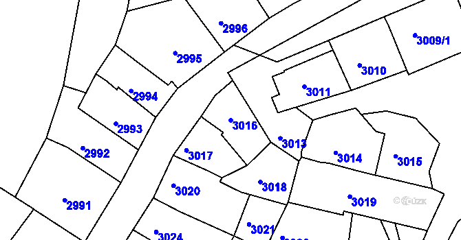 Parcela st. 3016 v KÚ Dolní Kounice, Katastrální mapa