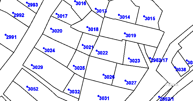 Parcela st. 3022 v KÚ Dolní Kounice, Katastrální mapa