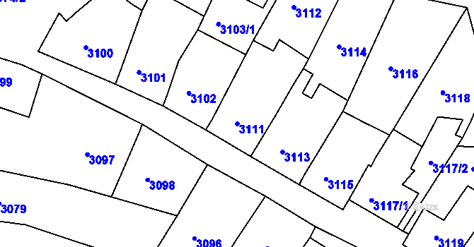 Parcela st. 3111 v KÚ Dolní Kounice, Katastrální mapa