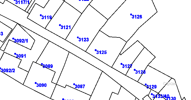 Parcela st. 3125 v KÚ Dolní Kounice, Katastrální mapa