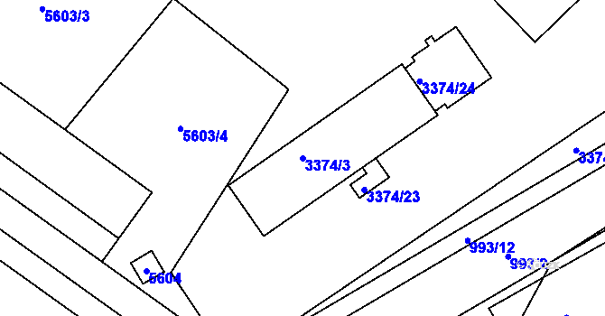 Parcela st. 3374/3 v KÚ Dolní Kounice, Katastrální mapa