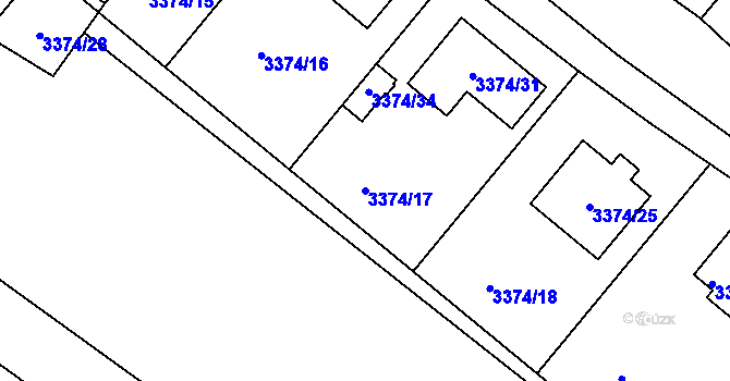 Parcela st. 3374/17 v KÚ Dolní Kounice, Katastrální mapa
