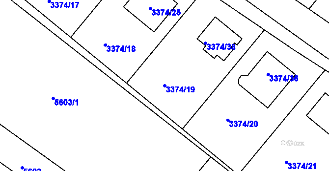 Parcela st. 3374/19 v KÚ Dolní Kounice, Katastrální mapa
