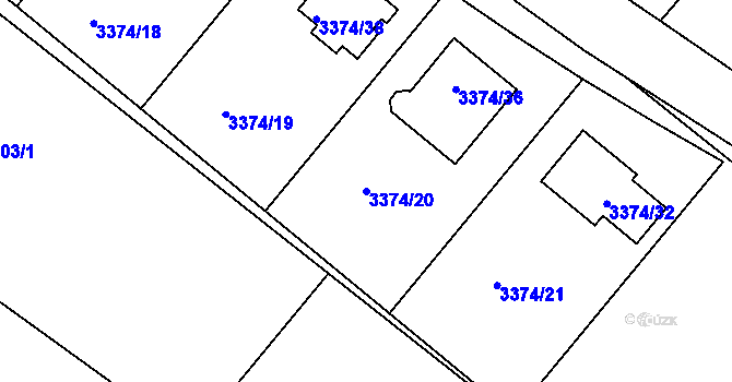 Parcela st. 3374/20 v KÚ Dolní Kounice, Katastrální mapa