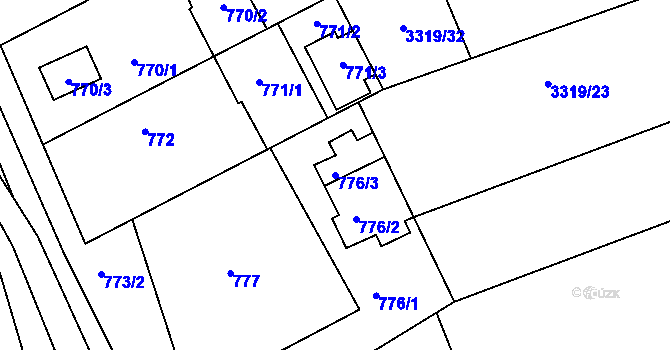 Parcela st. 776/3 v KÚ Dolní Kounice, Katastrální mapa