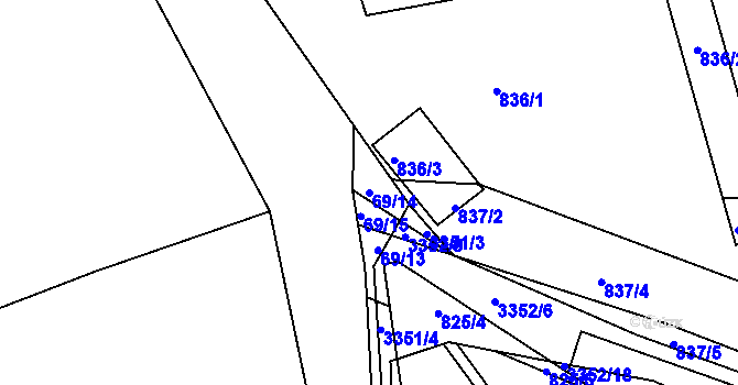 Parcela st. 69/14 v KÚ Dolní Kounice, Katastrální mapa