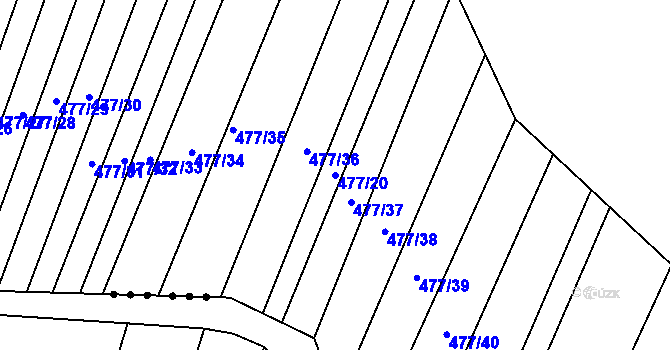 Parcela st. 477/20 v KÚ Dolní Kounice, Katastrální mapa
