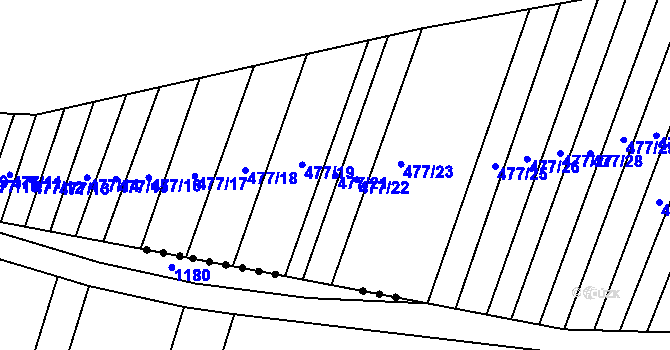 Parcela st. 477/21 v KÚ Dolní Kounice, Katastrální mapa