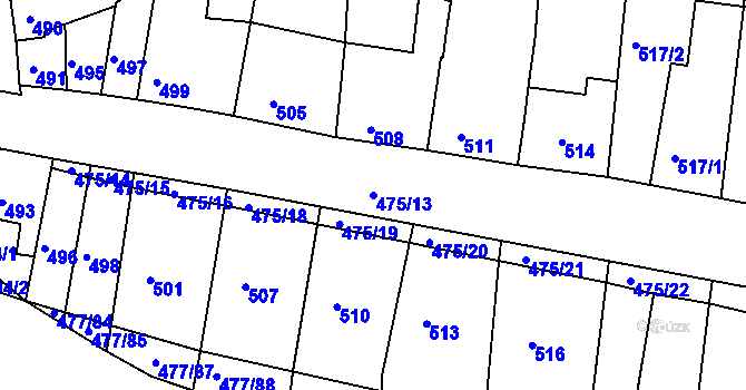 Parcela st. 475/13 v KÚ Dolní Kounice, Katastrální mapa