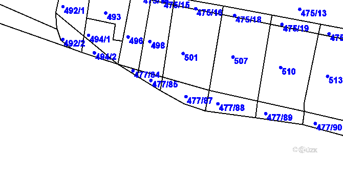 Parcela st. 477/86 v KÚ Dolní Kounice, Katastrální mapa