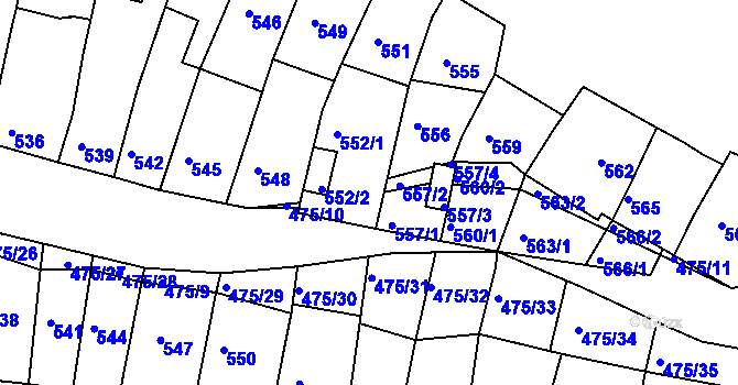 Parcela st. 553/2 v KÚ Dolní Kounice, Katastrální mapa