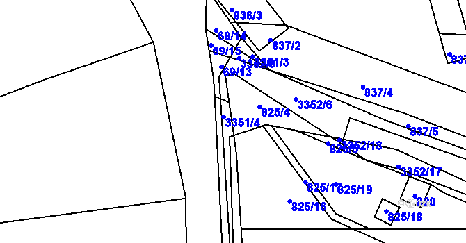 Parcela st. 825/6 v KÚ Dolní Kounice, Katastrální mapa