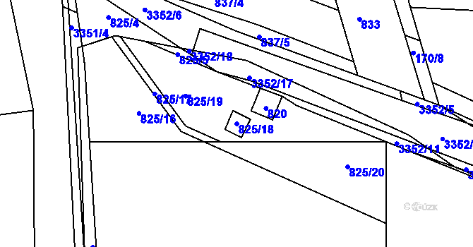 Parcela st. 825/18 v KÚ Dolní Kounice, Katastrální mapa