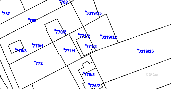 Parcela st. 771/3 v KÚ Dolní Kounice, Katastrální mapa