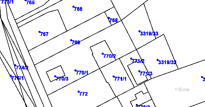 Parcela st. 770/2 v KÚ Dolní Kounice, Katastrální mapa