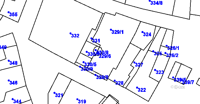 Parcela st. 329/6 v KÚ Dolní Kounice, Katastrální mapa