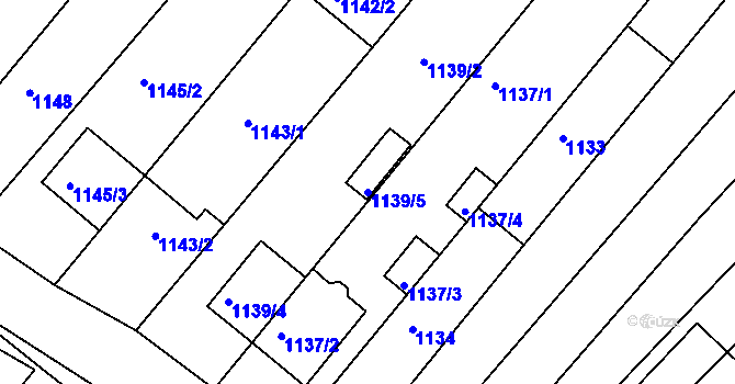 Parcela st. 1139/5 v KÚ Dolní Kounice, Katastrální mapa