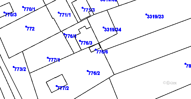 Parcela st. 776/6 v KÚ Dolní Kounice, Katastrální mapa