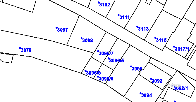 Parcela st. 3096/7 v KÚ Dolní Kounice, Katastrální mapa