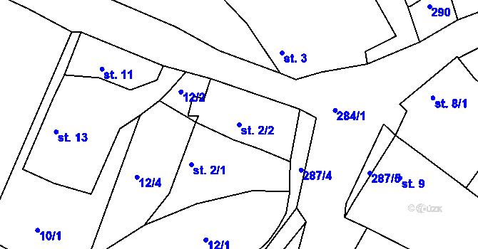Parcela st. 2/2 v KÚ Dachov, Katastrální mapa