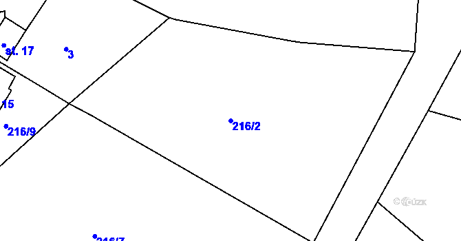Parcela st. 216/2 v KÚ Dachov, Katastrální mapa