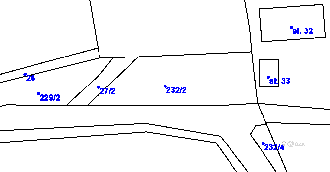 Parcela st. 232/2 v KÚ Dachov, Katastrální mapa