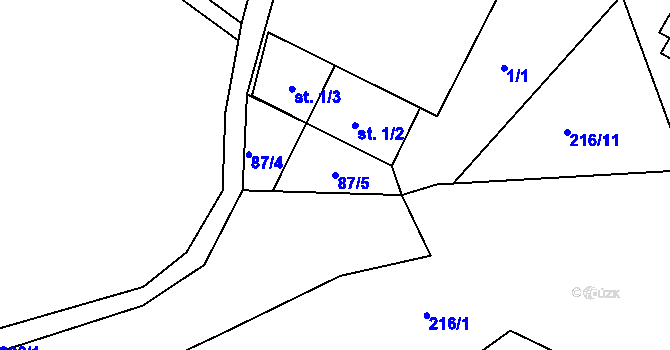 Parcela st. 87/5 v KÚ Dachov, Katastrální mapa