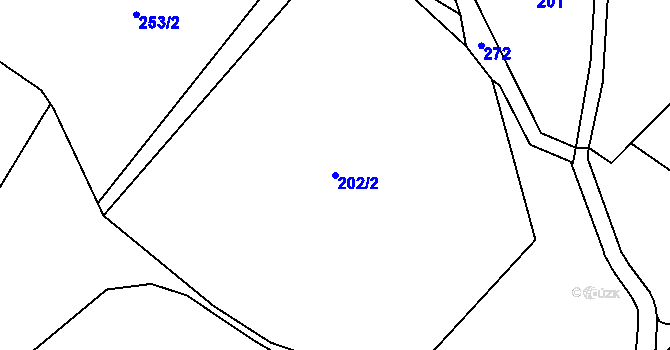 Parcela st. 202/2 v KÚ Dolní Kožlí, Katastrální mapa