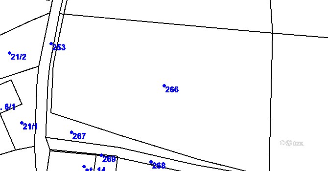 Parcela st. 266 v KÚ Mojkov, Katastrální mapa