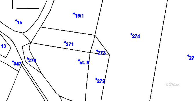 Parcela st. 273 v KÚ Mojkov, Katastrální mapa