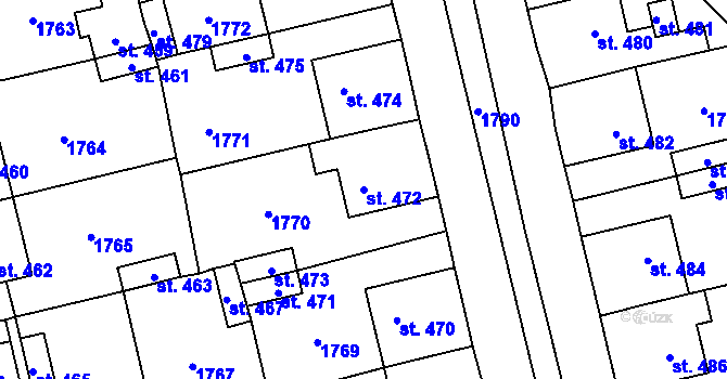 Parcela st. 472 v KÚ Dolní Kralovice, Katastrální mapa