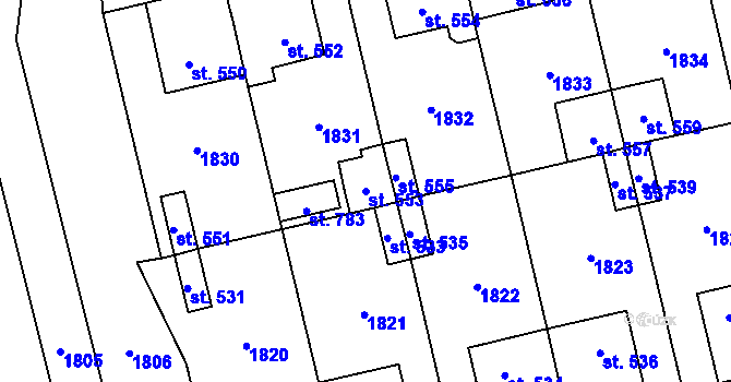 Parcela st. 553 v KÚ Dolní Kralovice, Katastrální mapa