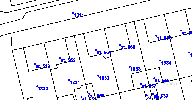 Parcela st. 554 v KÚ Dolní Kralovice, Katastrální mapa