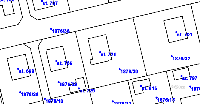 Parcela st. 721 v KÚ Dolní Kralovice, Katastrální mapa