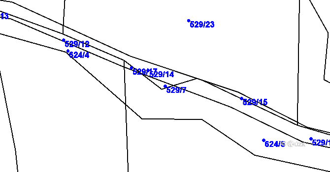 Parcela st. 529/7 v KÚ Dolní Kralovice, Katastrální mapa