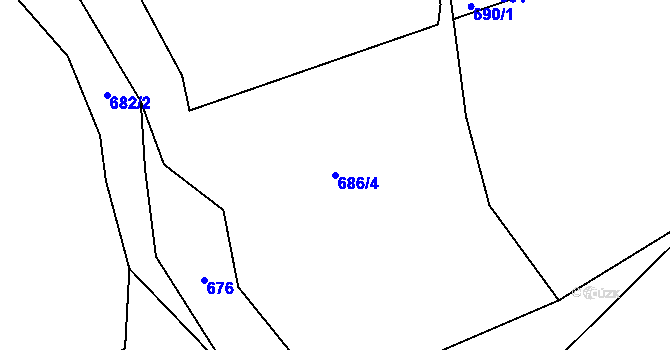 Parcela st. 686/4 v KÚ Dolní Kralovice, Katastrální mapa