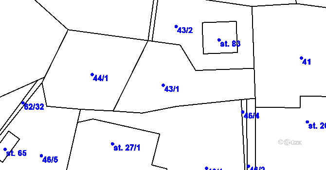 Parcela st. 43/1 v KÚ Vraždovy Lhotice, Katastrální mapa
