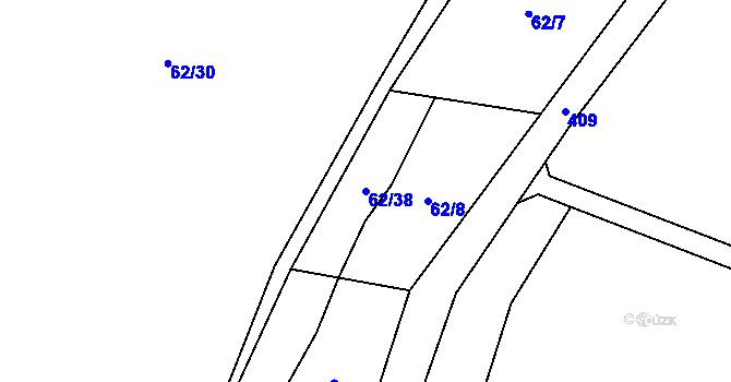 Parcela st. 62/38 v KÚ Vraždovy Lhotice, Katastrální mapa