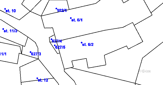 Parcela st. 6/2 v KÚ Zahrádčice, Katastrální mapa