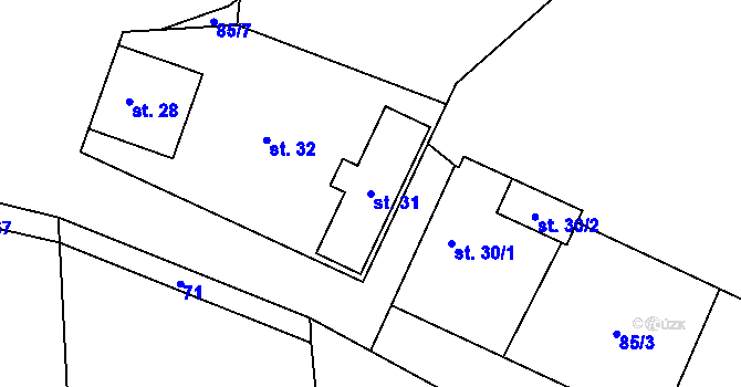 Parcela st. 31 v KÚ Zahrádčice, Katastrální mapa